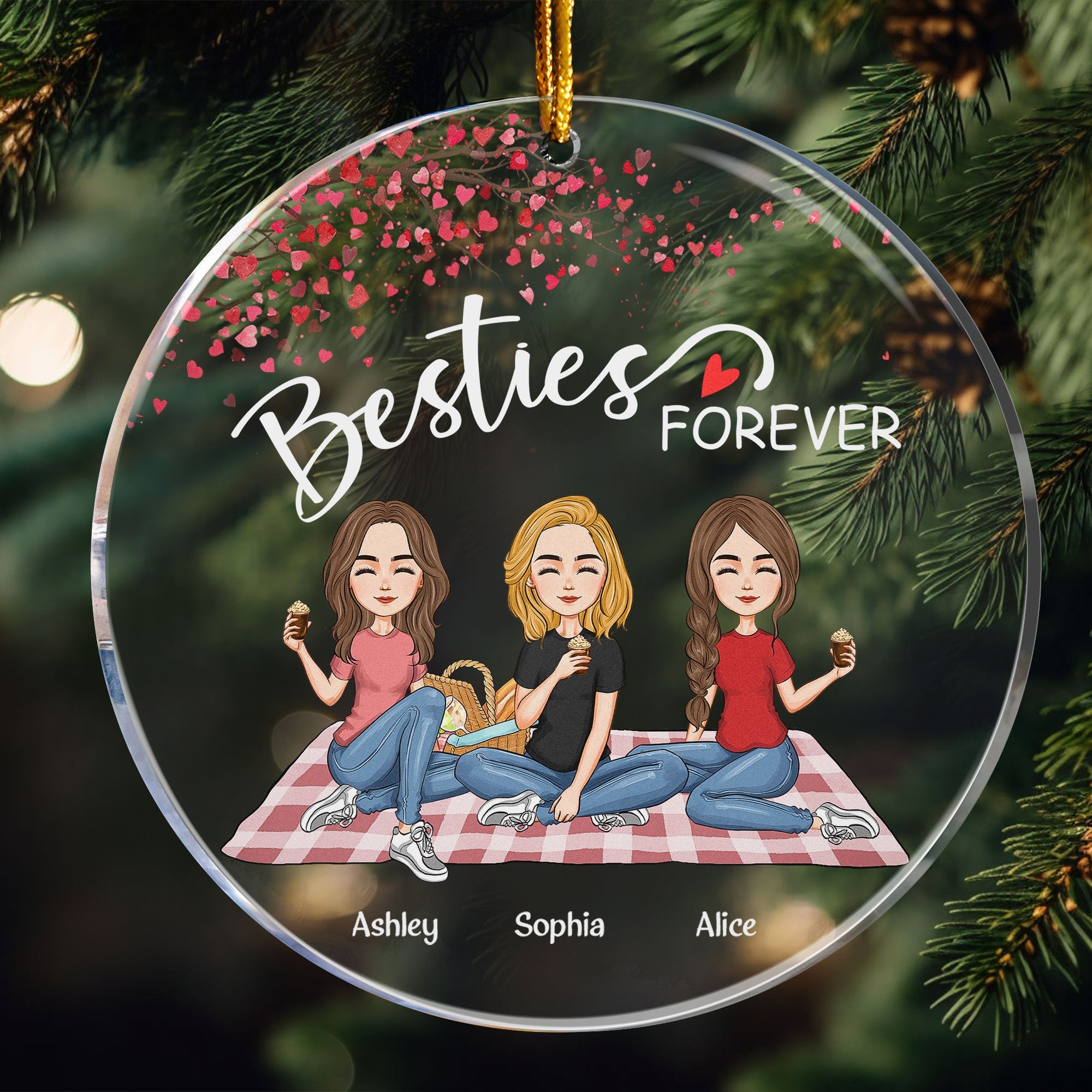 Besties Forever - Limited Version - Personalized Circle Acrylic Ornament