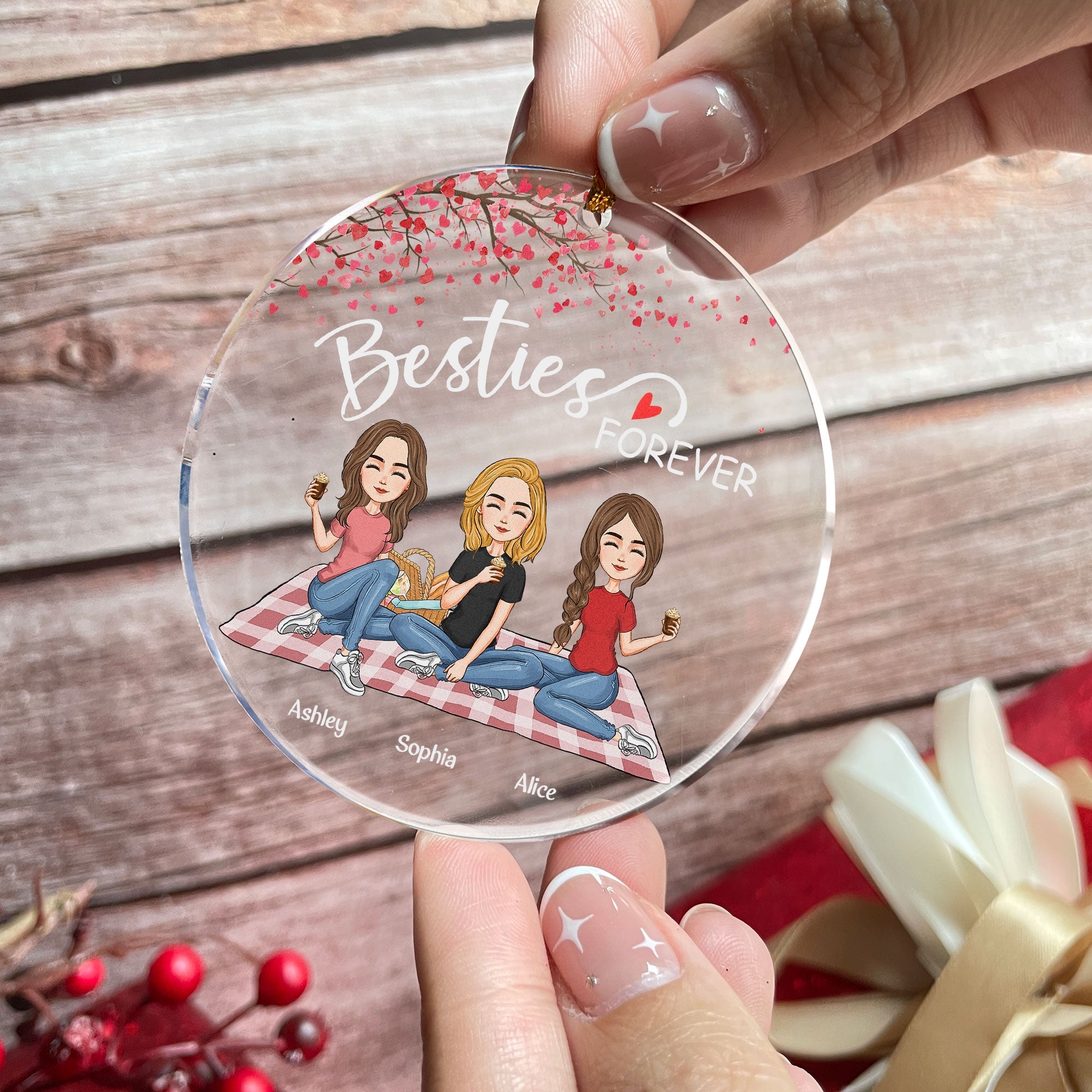 Besties Forever - Limited Version - Personalized Circle Acrylic Ornament