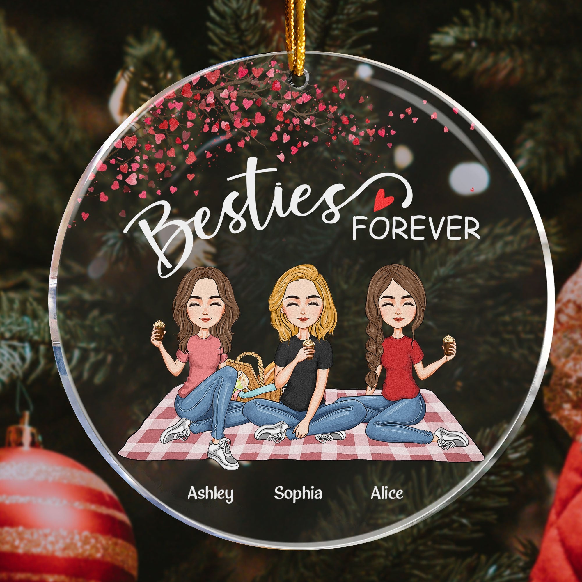 Besties Forever - Limited Version - Personalized Circle Acrylic Ornament