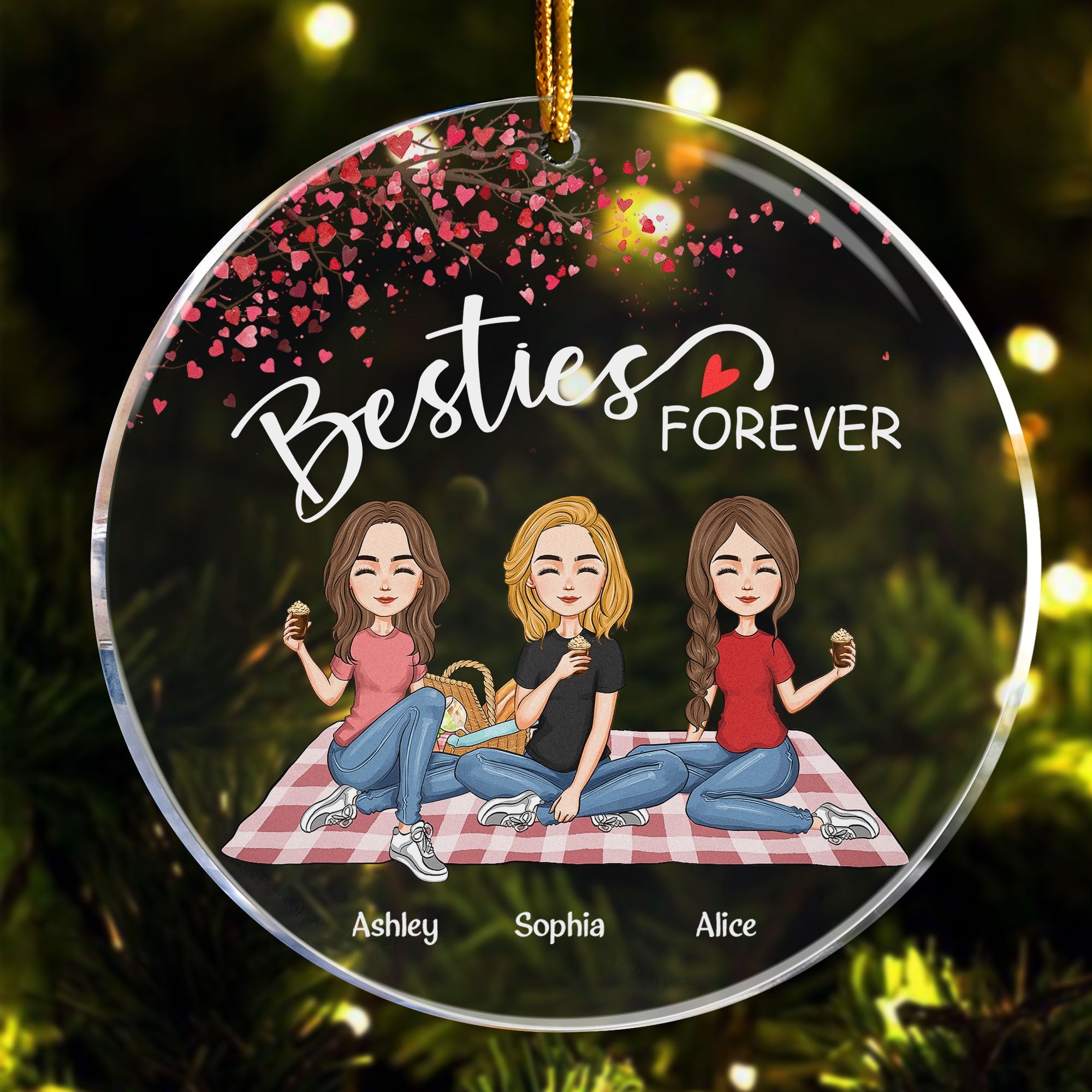 Besties Forever - Limited Version - Personalized Circle Acrylic Ornament