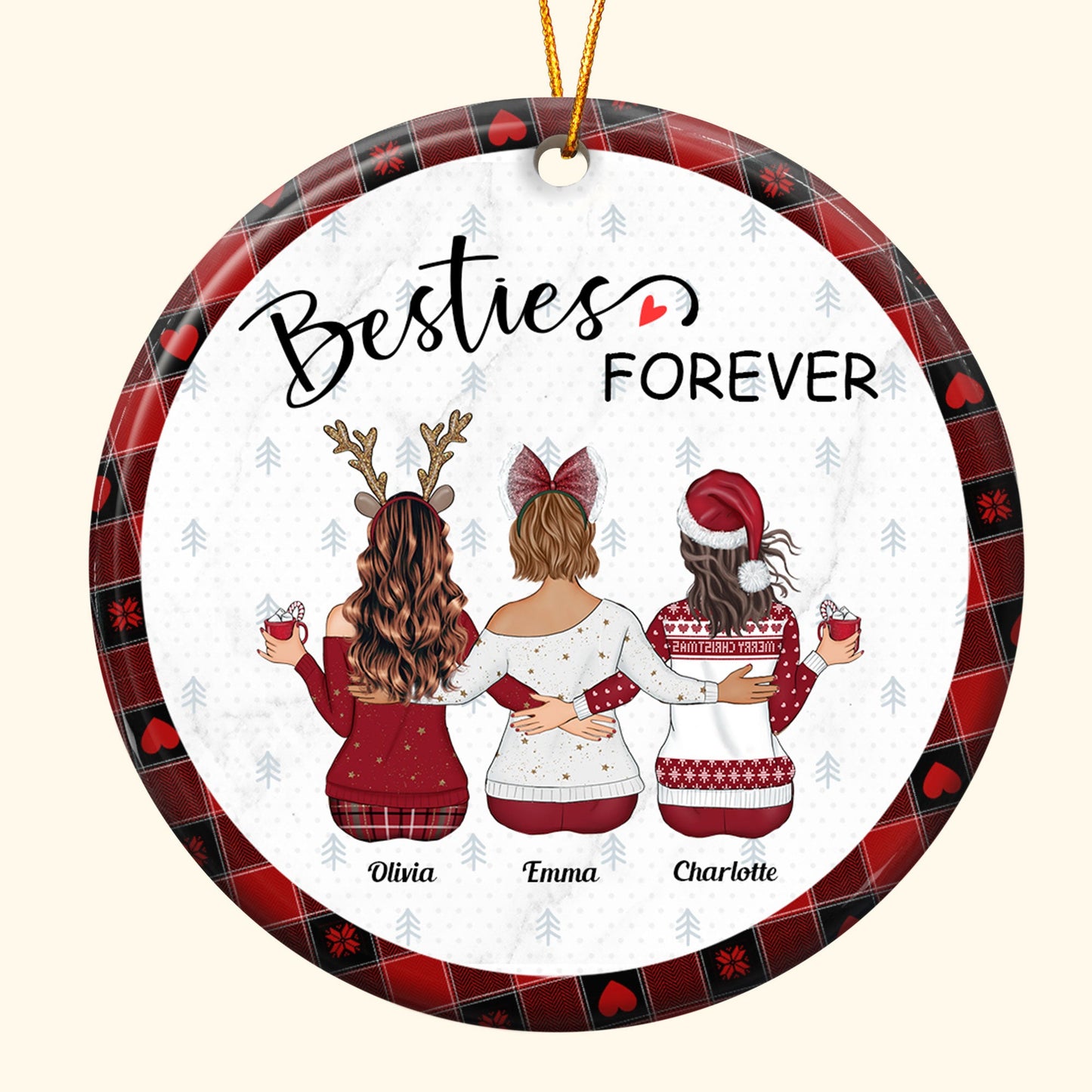 Besties Forever New Version - Personalized Ceramic Ornament