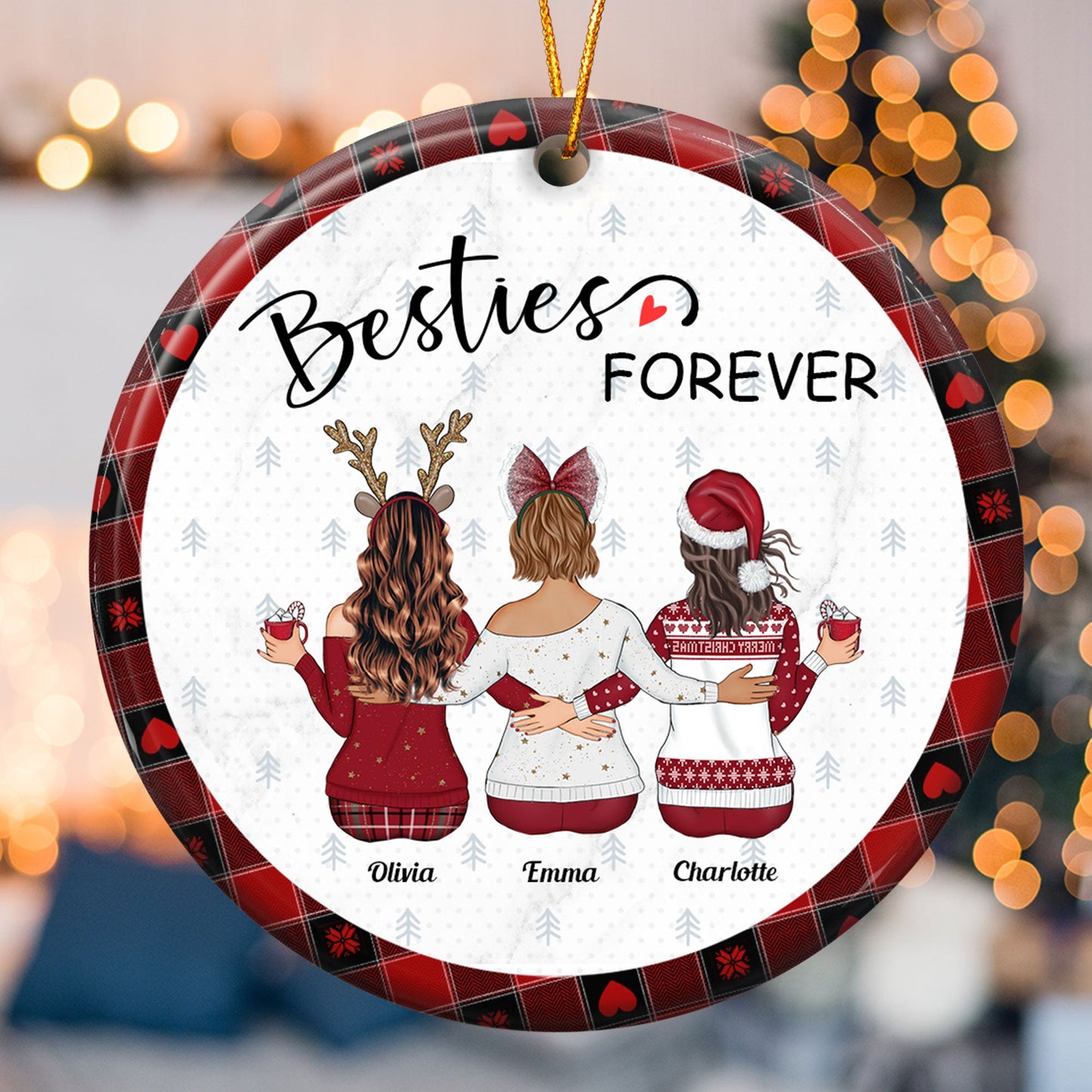 Besties Forever New Version - Personalized Ceramic Ornament