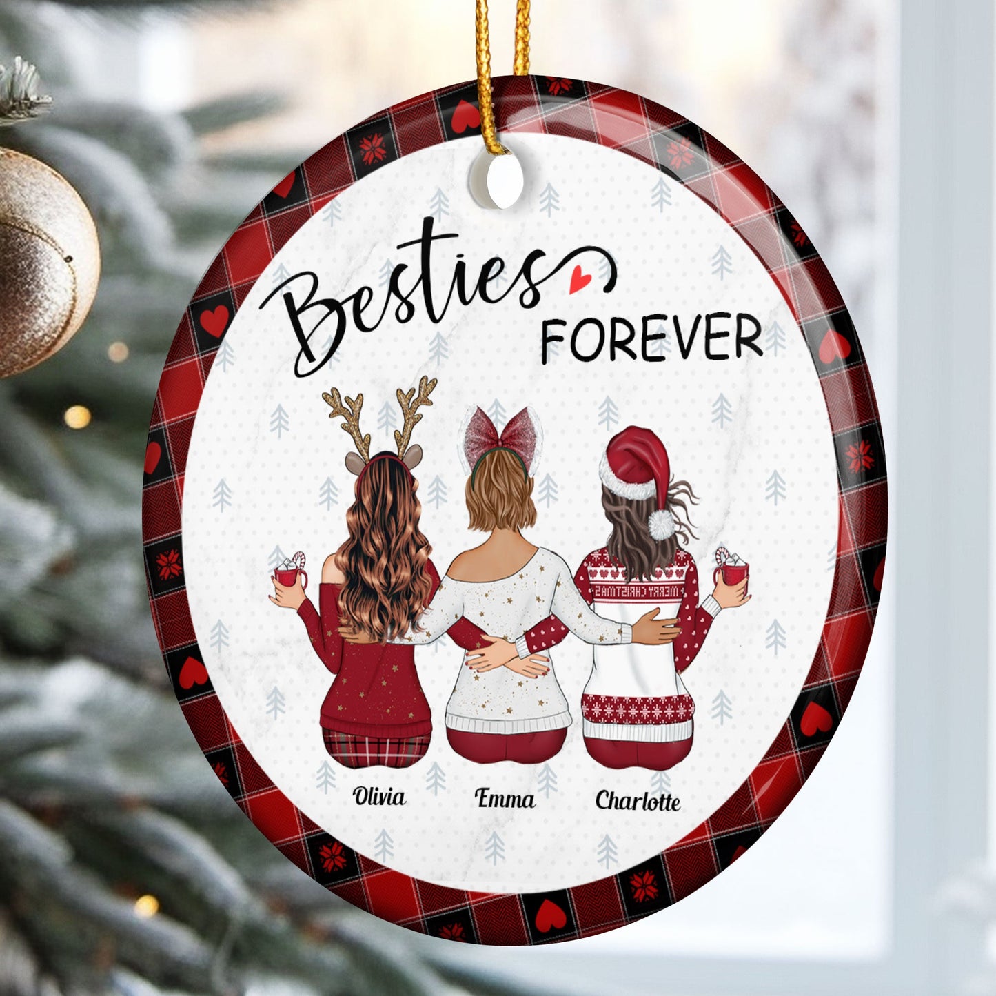 Besties Forever New Version - Personalized Ceramic Ornament