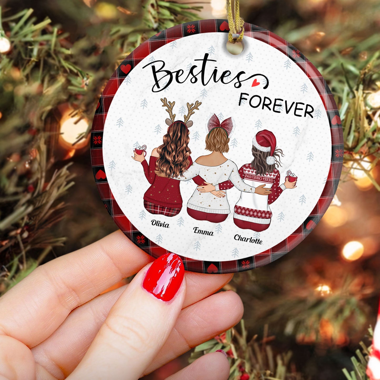 Besties Forever New Version - Personalized Ceramic Ornament