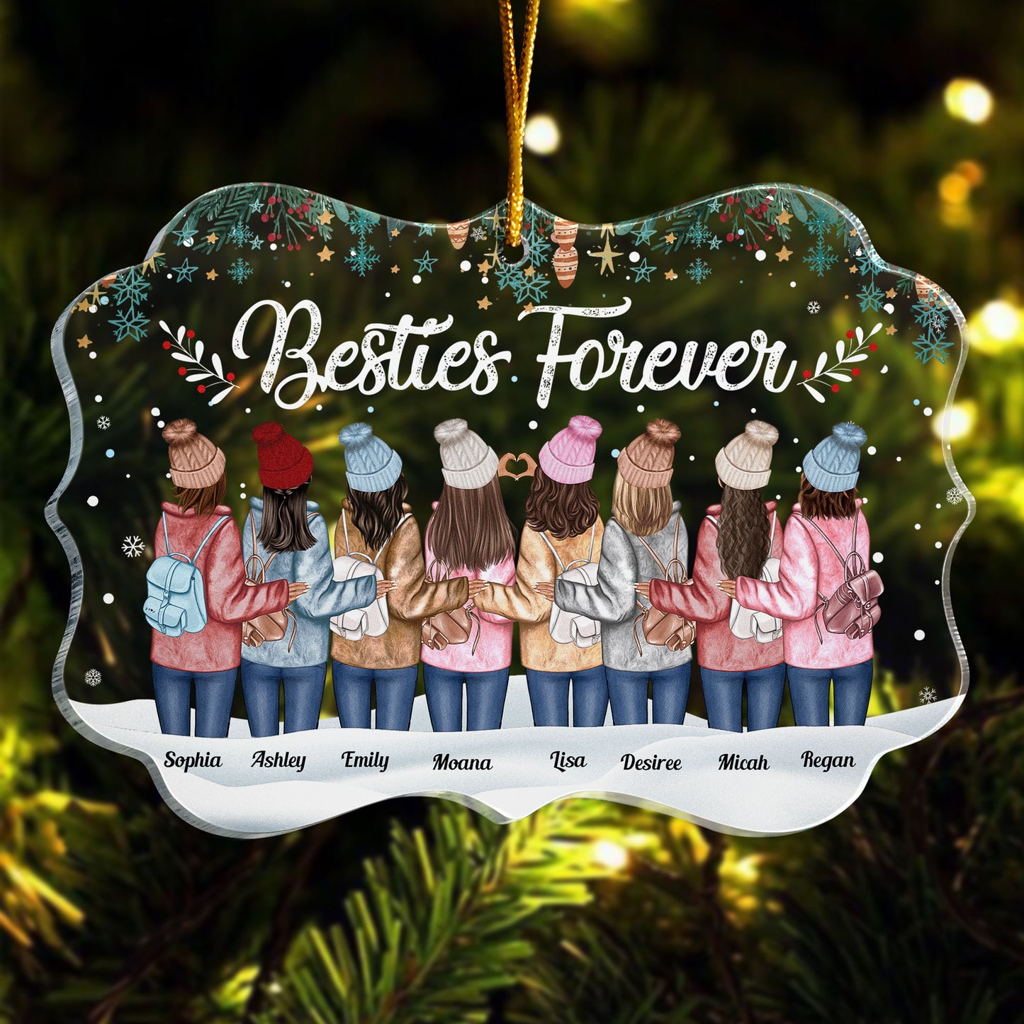 Besties Forever - Personalized Acrylic Ornament - Christmas, New Year Gift For Besties, Best Friends, Soul Sisters