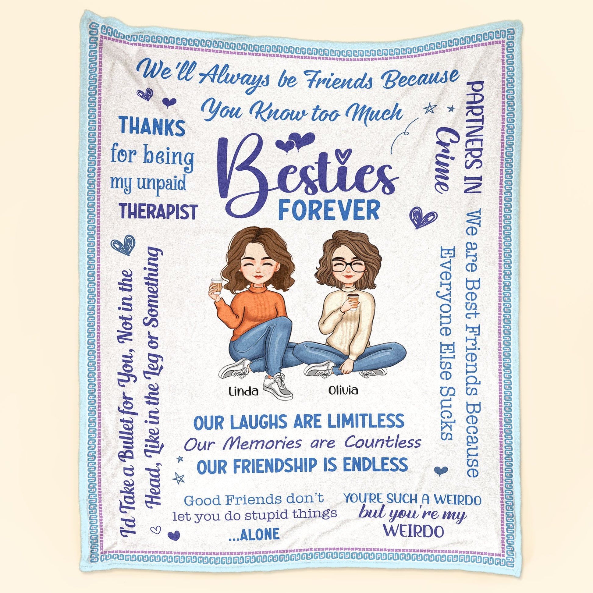 Besties Forever - Personalized Blanket