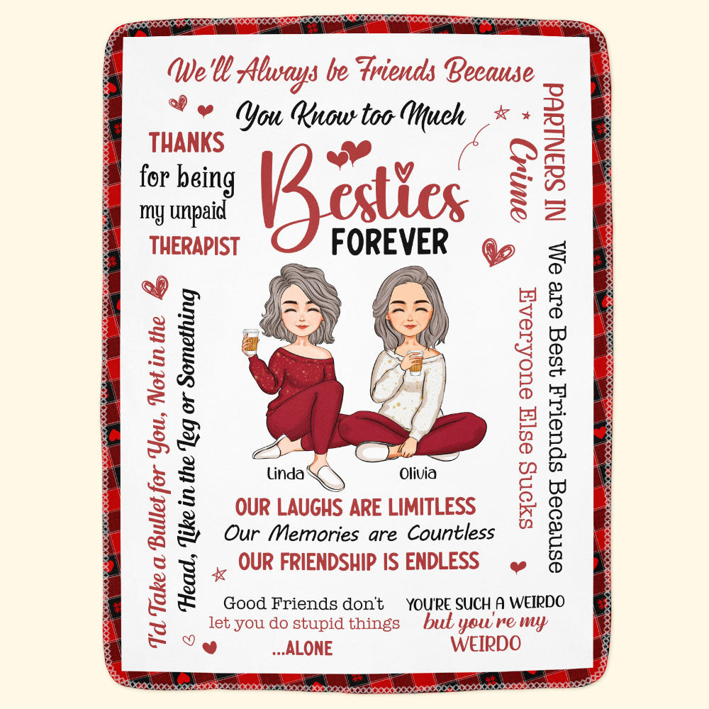 Besties Forever - Personalized Friend Blanket - Ver 2