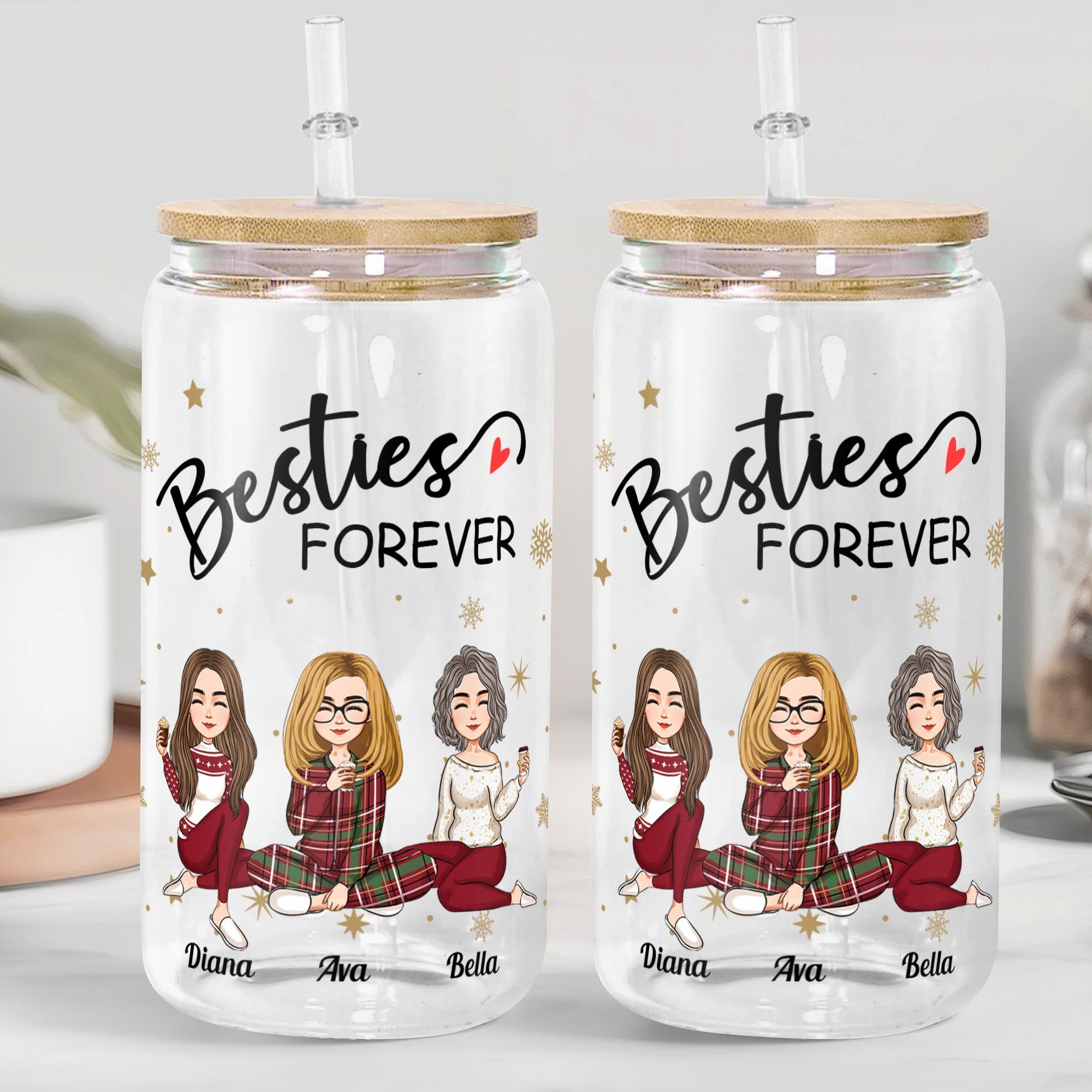 Besties Forever - Personalized Clear Glass Cup