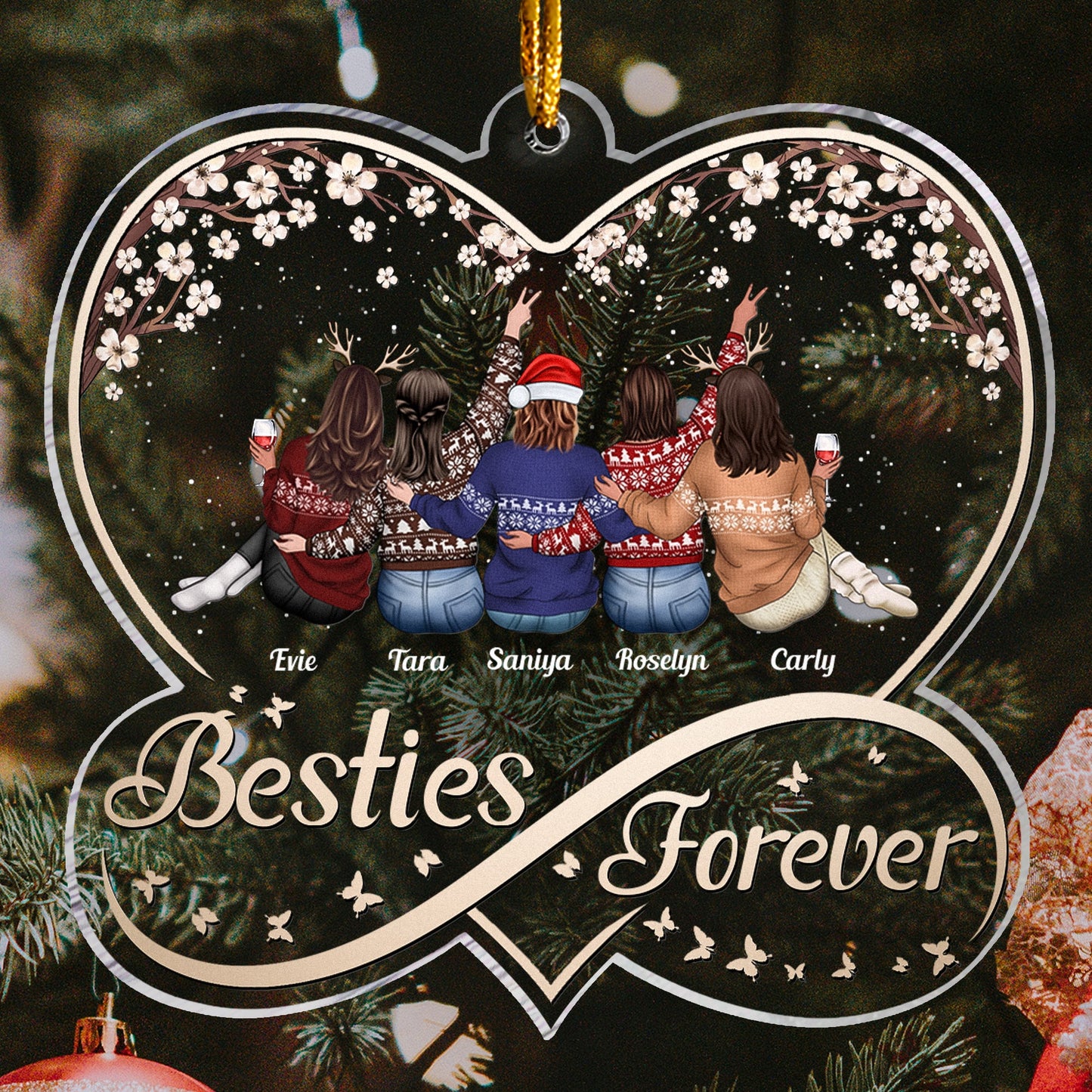 Besties Forever - Personalized Heart Shaped Acrylic Ornament