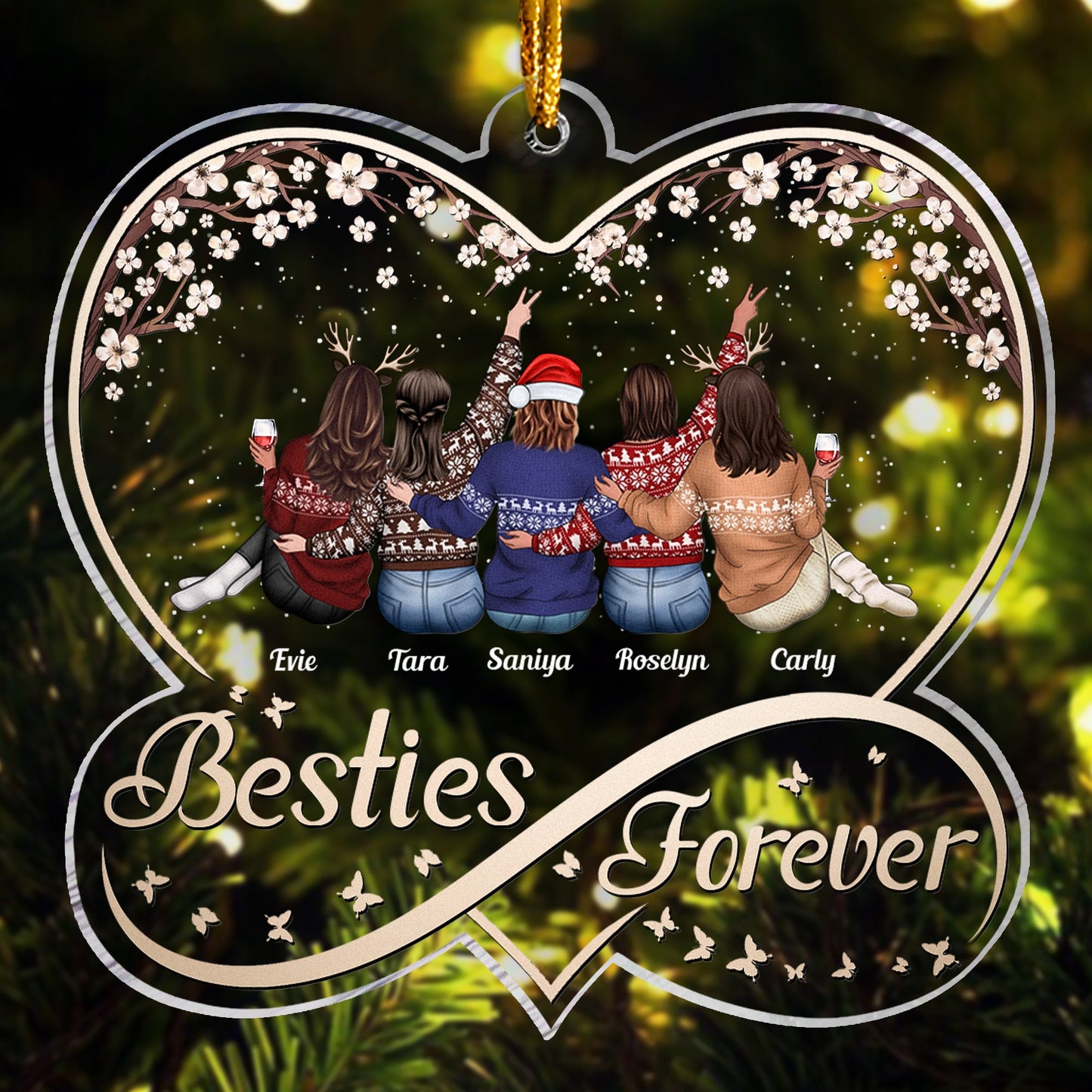 Besties Forever - Personalized Heart Shaped Acrylic Ornament