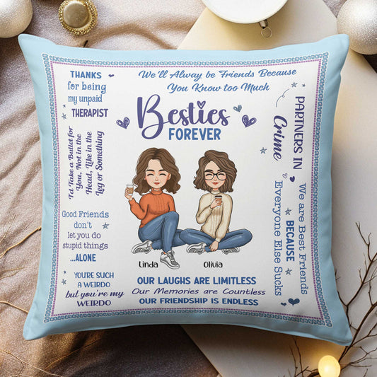 Besties Forever - Personalized Pillow (Insert Included)