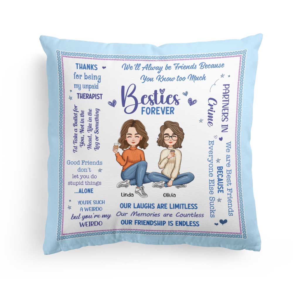 Besties Forever - Personalized Pillow (Insert Included)