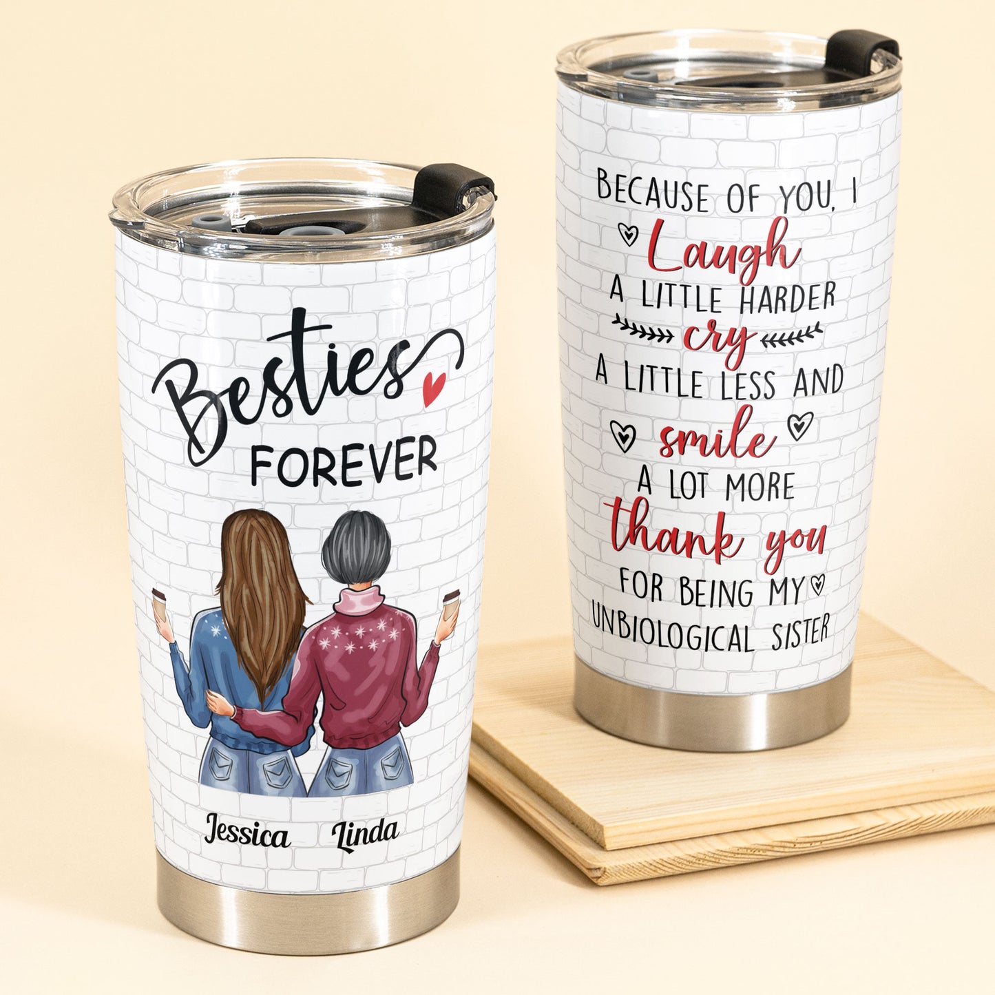 Besties Forever - Personalized Tumbler Cup - Birthday, Loving Gift For Besties, Best Friends, Bff