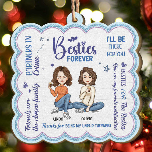 Besties Forever - Personalized Wooden Ornament