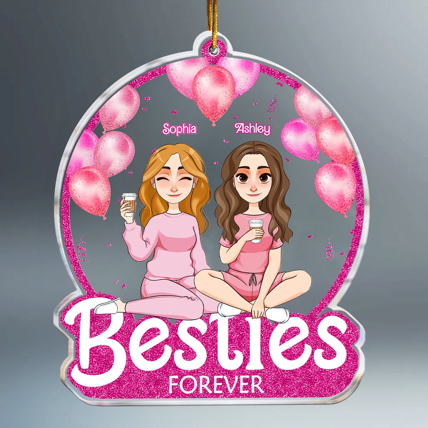 Besties Forever - Pink Version - Personalized Acrylic Ornament