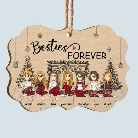 Besties - Sisters Forever - Sketch Version - Personalized Wooden Ornament - Christmas, New Year Gift For Sisters, Sistas, Besties, Soul Sisters