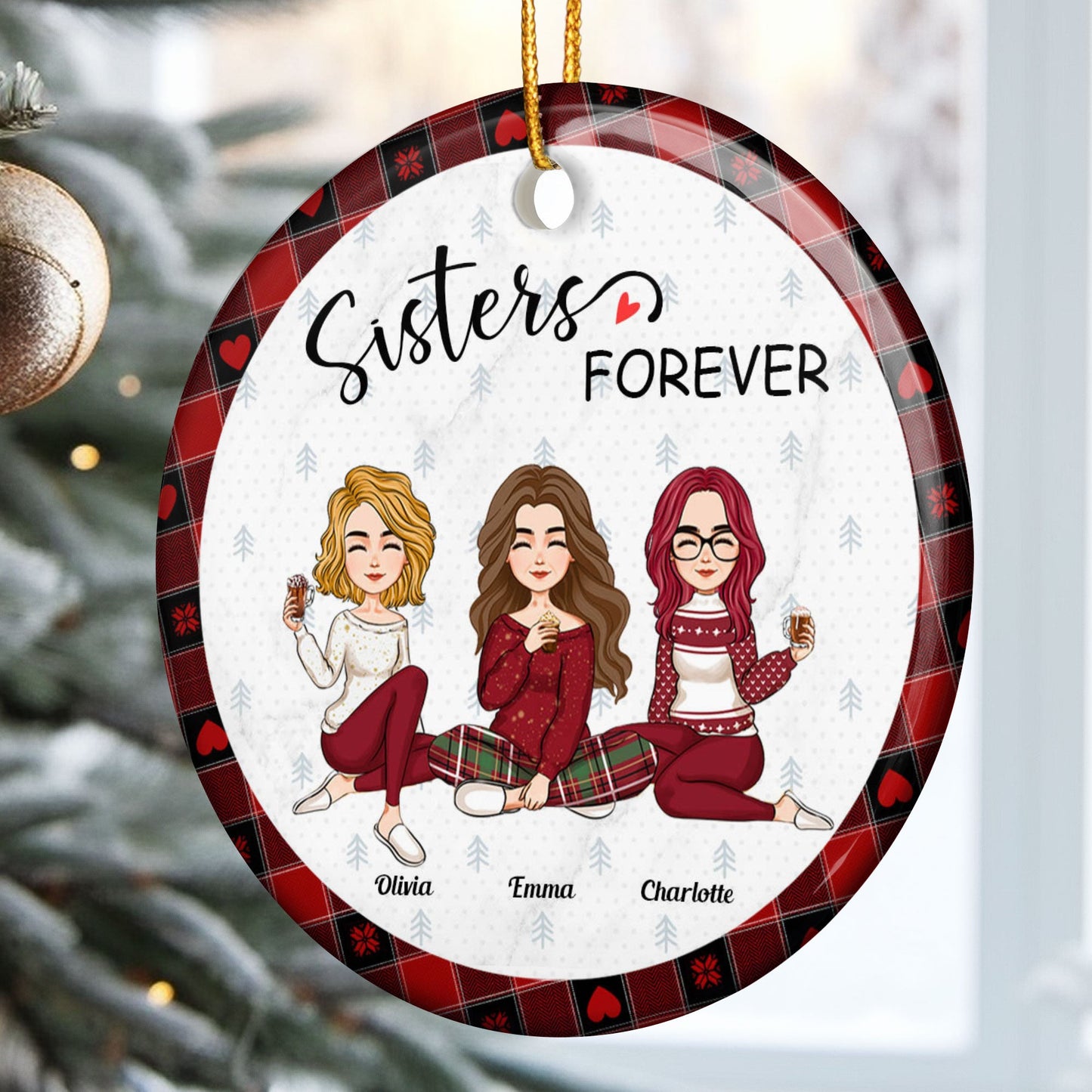 Besties Forever Ver 2 - Personalized Ceramic Ornament