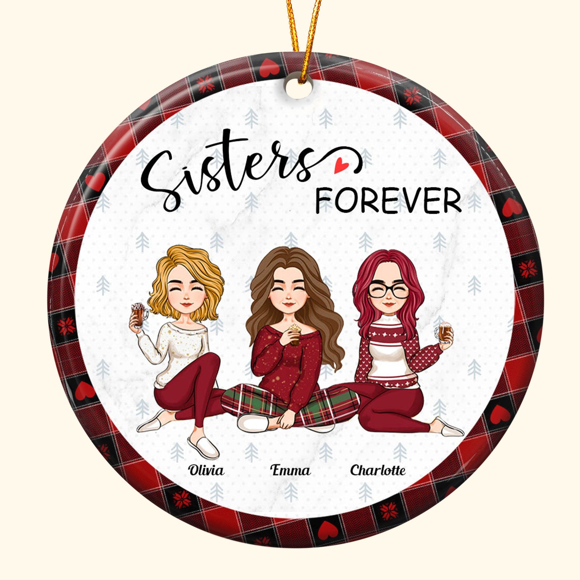 Besties Forever Ver 2 - Personalized Ceramic Ornament