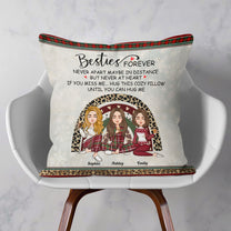 Besties Hug This Cozy Pillow - Personalized Pillow (Insert Included) - Christmas, New Year Gift For Sisters, Sistas, Besties, Soul Sisters