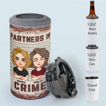 Besties - Partners In Crime - Personalized Can Cooler - Birthday, Loving, Funny Gift For Sisters, Sistas, Besties, Soul Sisters