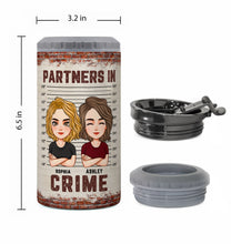 Besties - Partners In Crime - Personalized Can Cooler - Birthday, Loving, Funny Gift For Sisters, Sistas, Besties, Soul Sisters