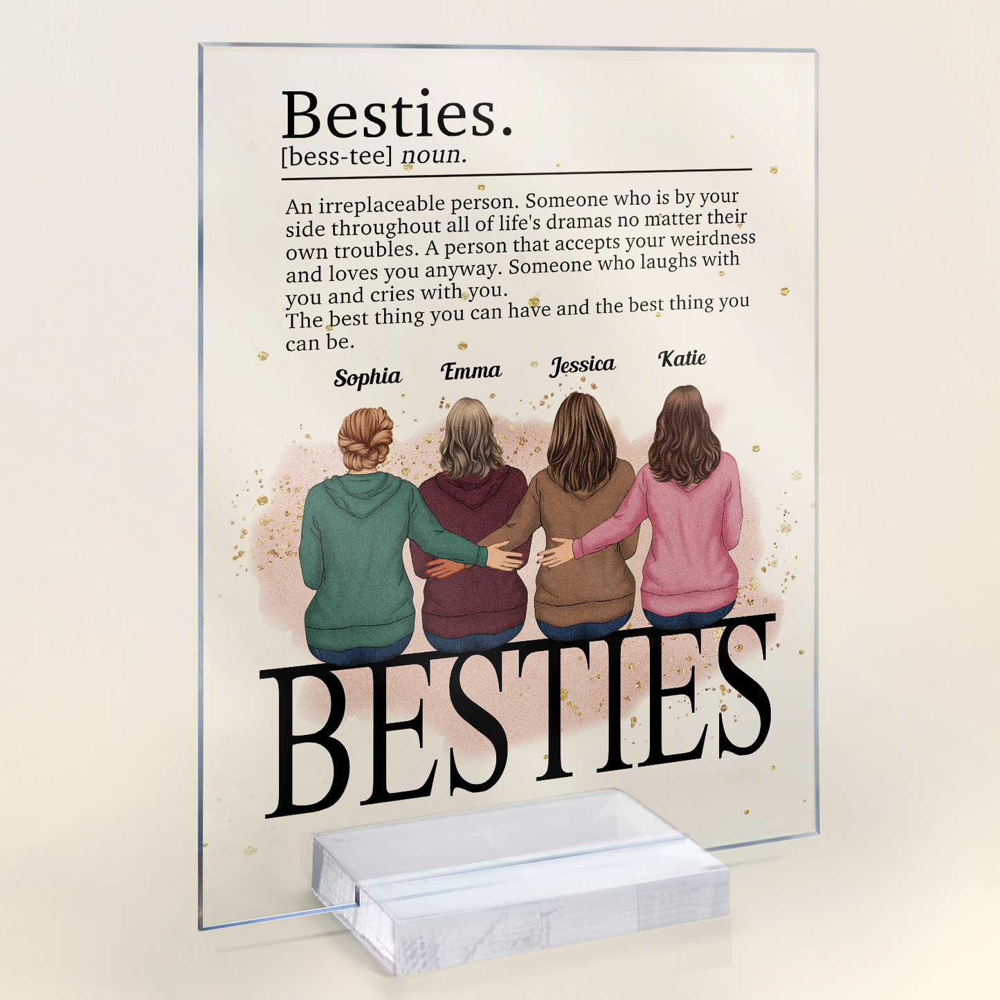 Besties Sisters Definition - Personalized Acrylic Plaque - Birthday Gift Friendship Gift For Besties, Sisters, Sistas