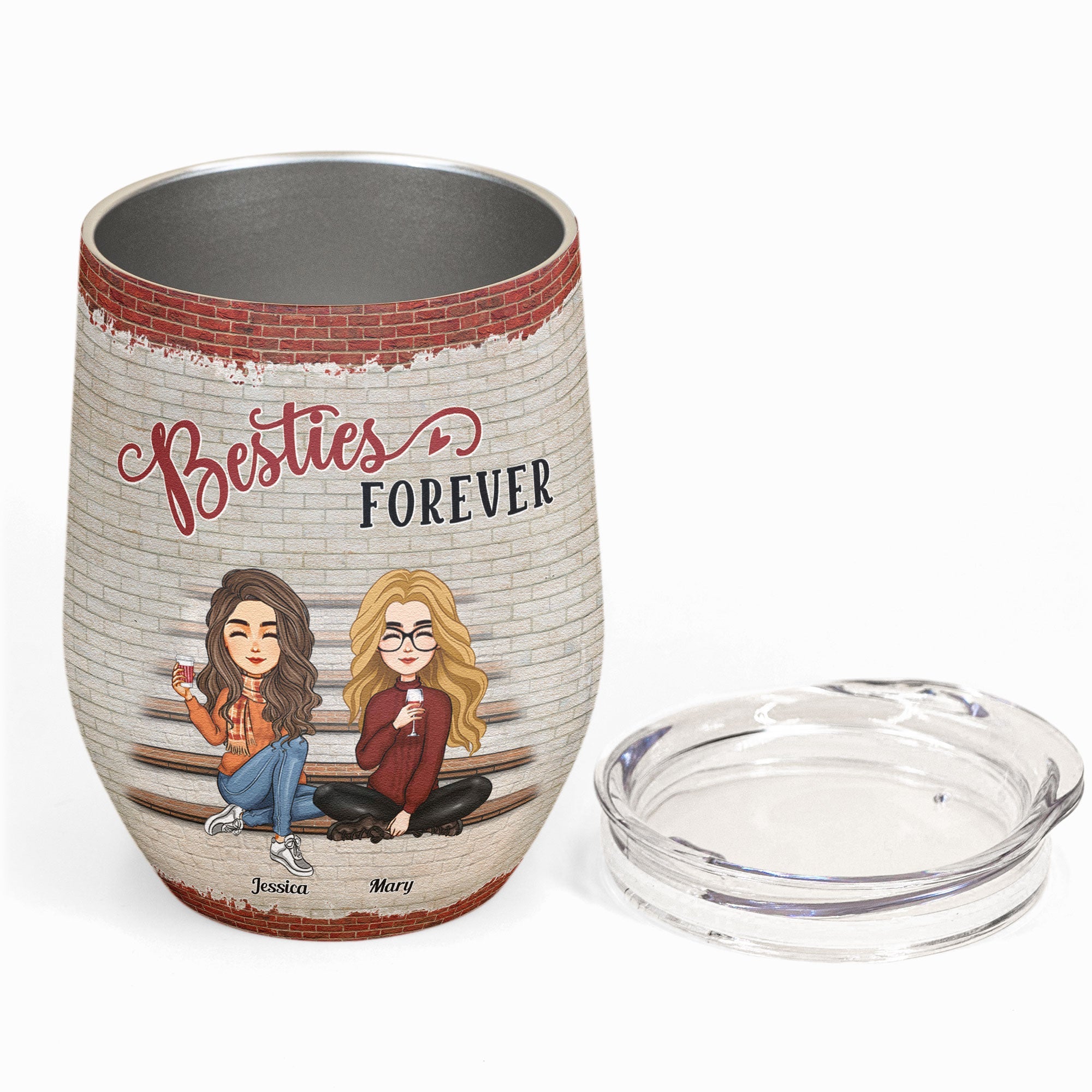 Besties Forever We're Not Sugar And Spice - Personalized Wine Tumbler - New Year Gift For Besties, BFF, Soul Sisters
