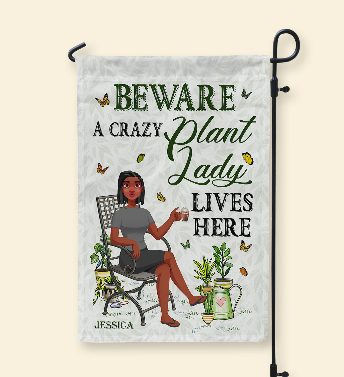 Beware A Crazy Plant Lady Lives Here - Personalized Garden Flag