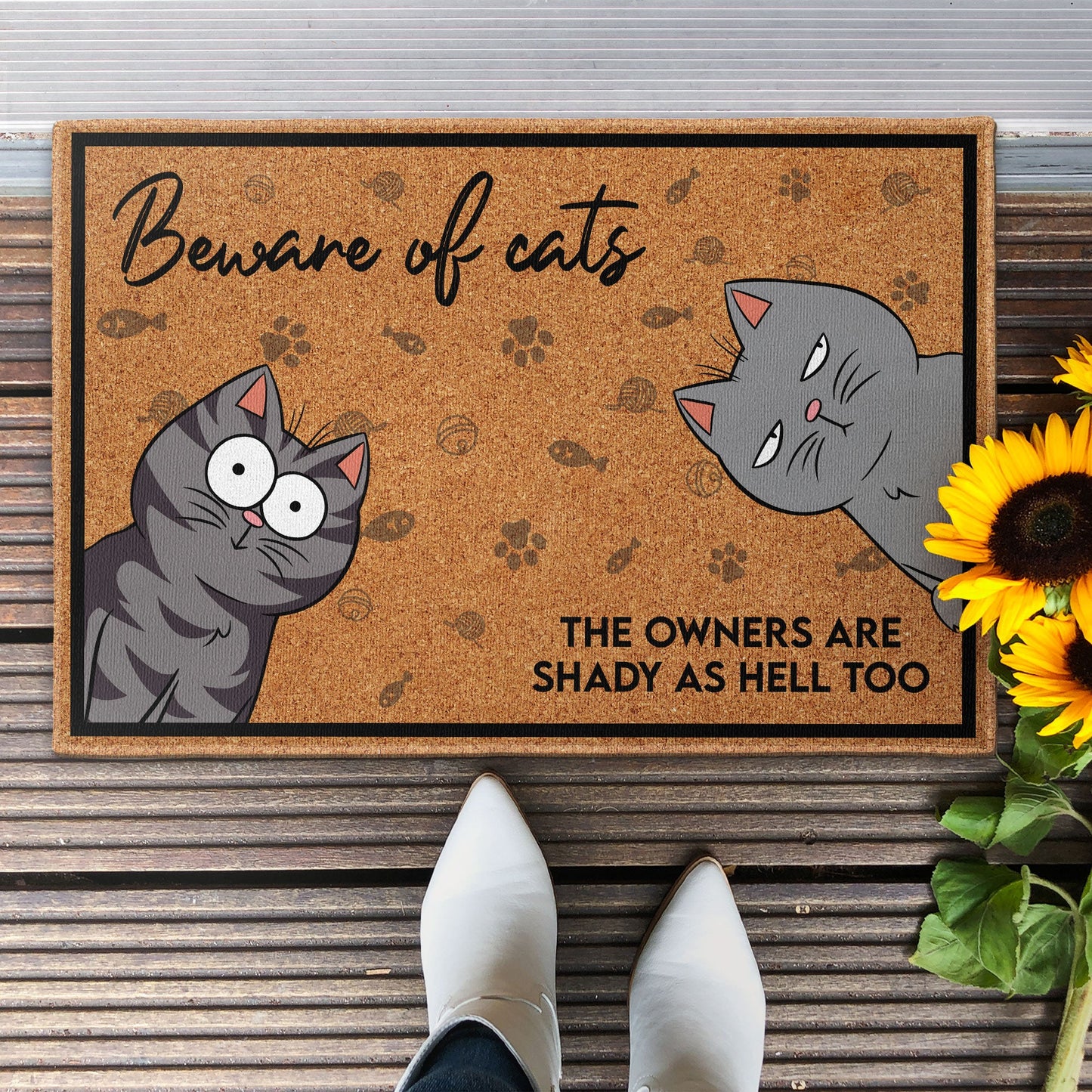 Beware Of Cats - Personalized Doormat