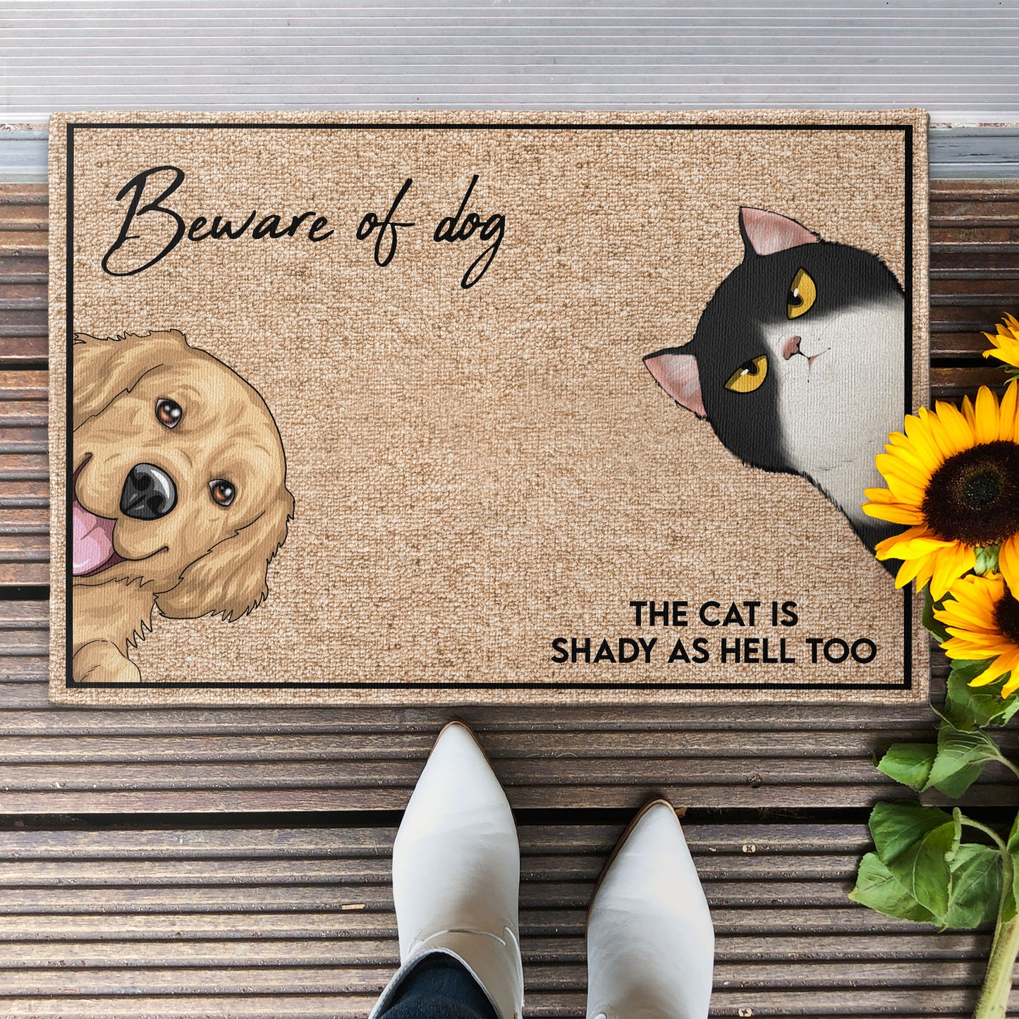 Beware Of Dogs And Cats - Personalized Doormat