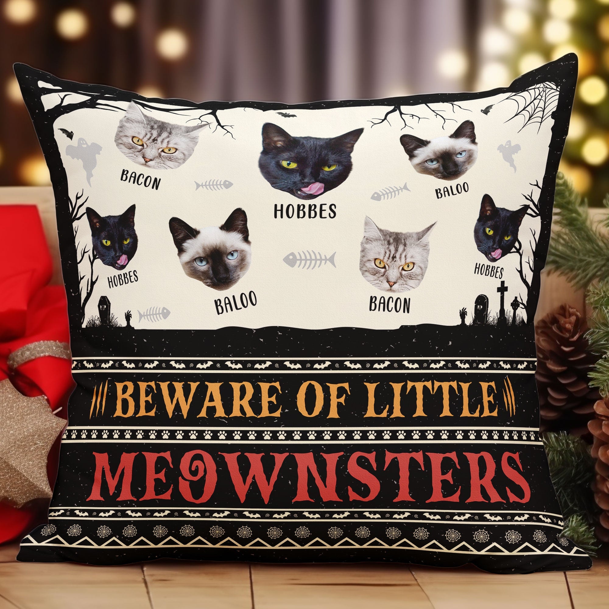 Beware Of Little Meownsters - Custom Photo Pillow