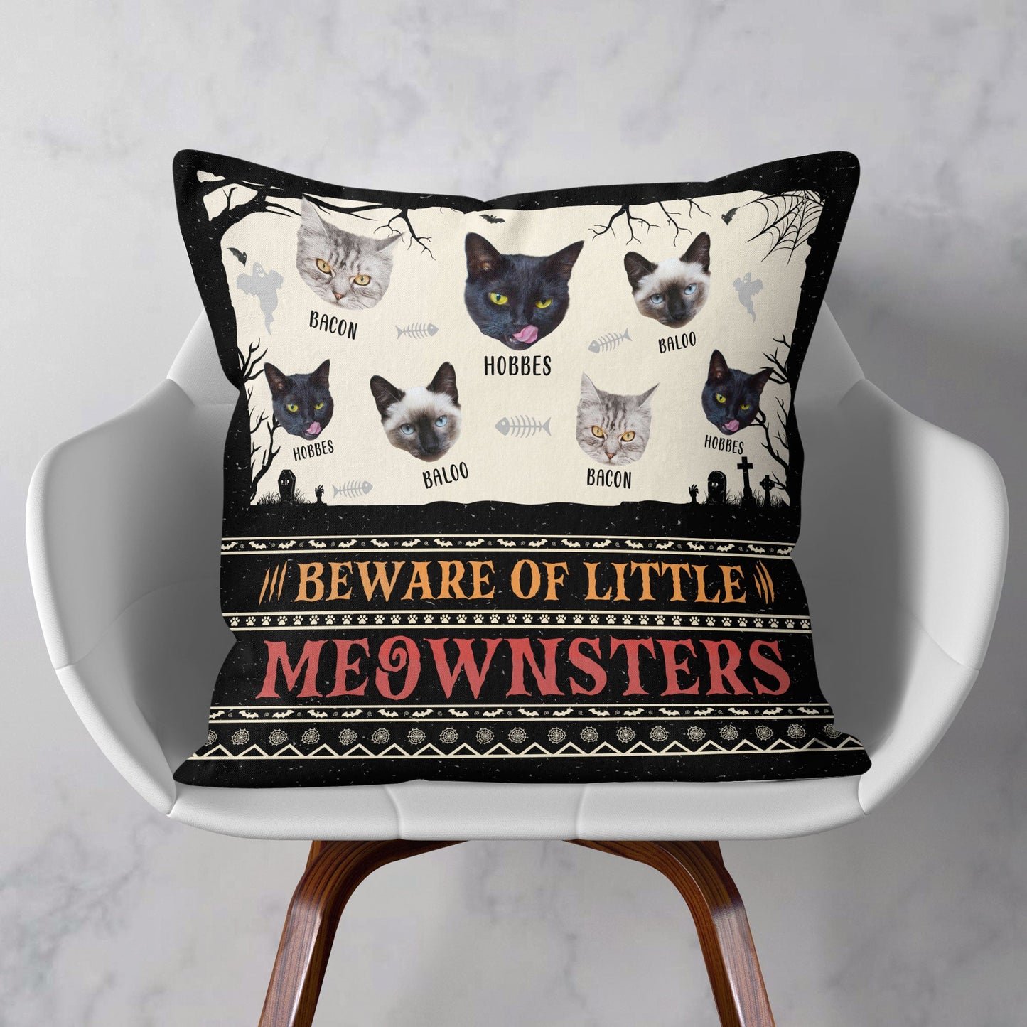 Beware Of Little Meownsters - Custom Photo Pillow