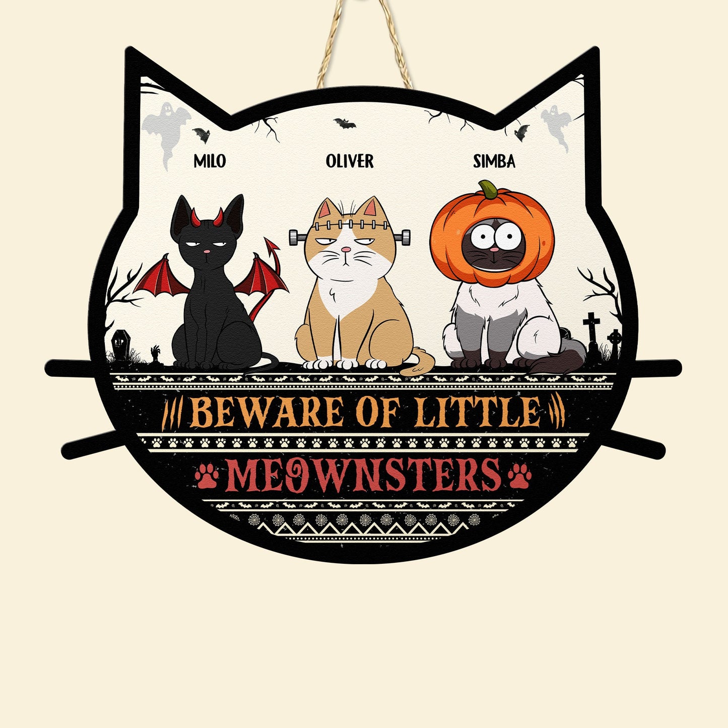 Beware Of Little Meownsters - Personalized Custom Shaped Wood Sign