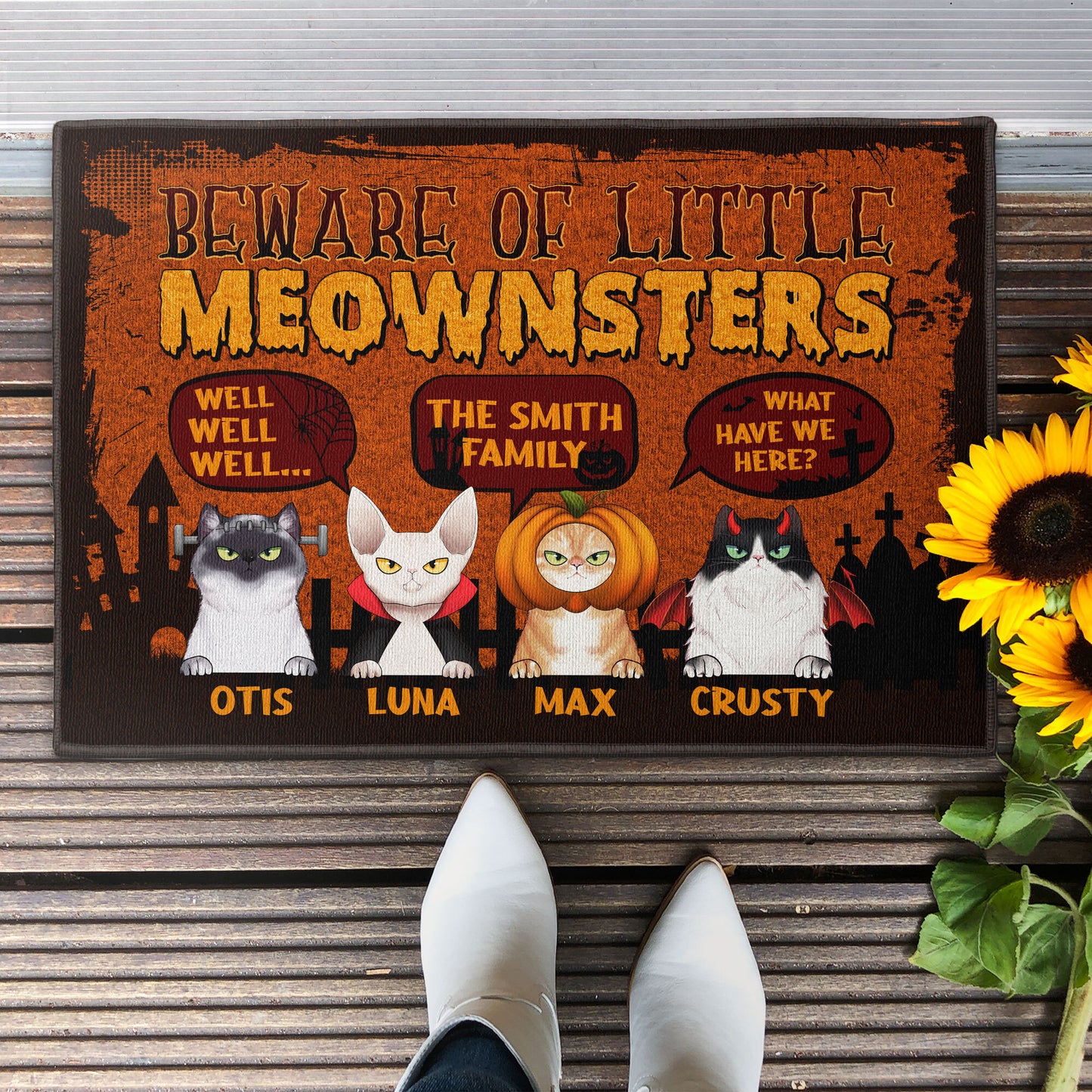 Beware Of Little Meownsters - Personalized Doormat
