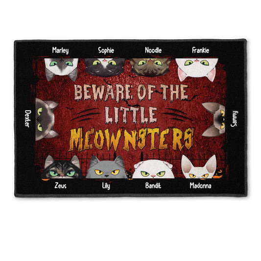 Beware Of The Little Meownsters - Personalized Doormat - Halloween, Home Decor Gift For Family, Dad, Mom, Halloween Decor, Cat Lovers, Cat Owners