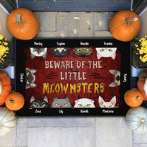 Beware Of The Little Meownsters - Personalized Doormat - Halloween, Home Decor Gift For Family, Dad, Mom, Halloween Decor, Cat Lovers, Cat Owners