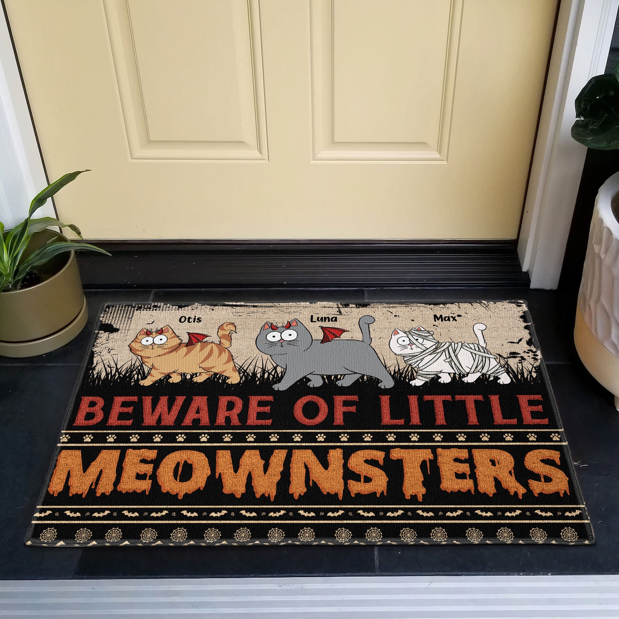 Beware Of Little Meownsters Halloween Cats - Personalized Doormat