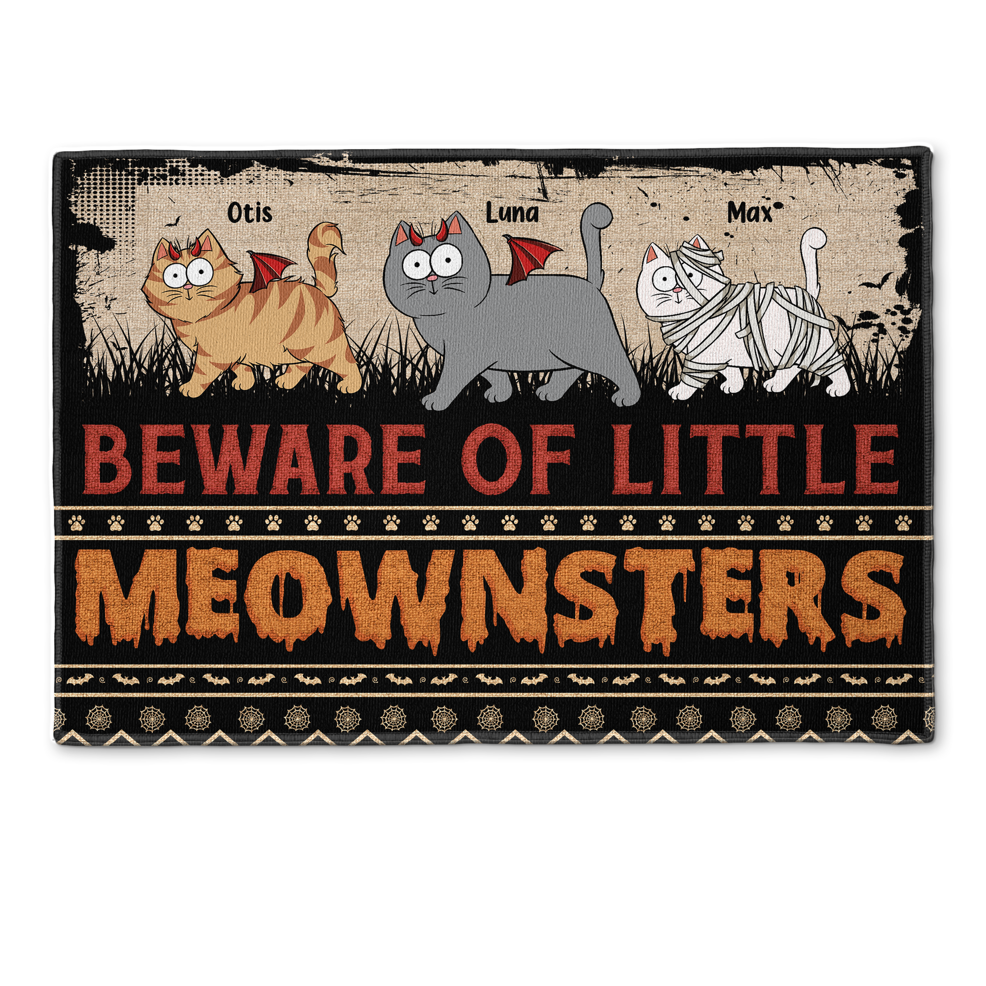 Beware Of Little Meownsters Halloween Cats - Personalized Doormat