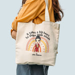 Big Heart Shapes Little Minds - Personalized Tote Bag - Birthday, Back To School Gift For Teachers, Colleagues, New Teacher Gift