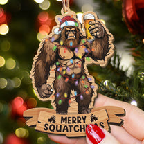 Bigfoot 2024 Christmas Ornament - Personalized Wooden Ornament With Bow