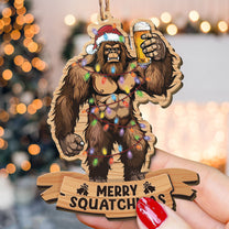 Bigfoot 2024 Christmas Ornament - Personalized Wooden Ornament With Bow