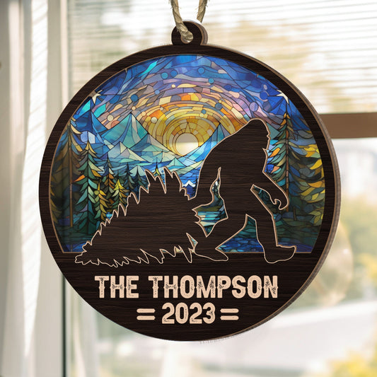 Bigfoot Christmas 2023 - Personalized Suncatcher Ornament
