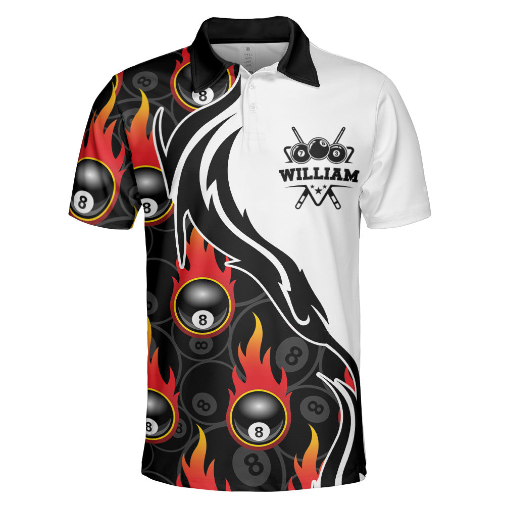 Billiard 8 Ball Flaming Pattern Polo Shirt - Custom Polo Shirt