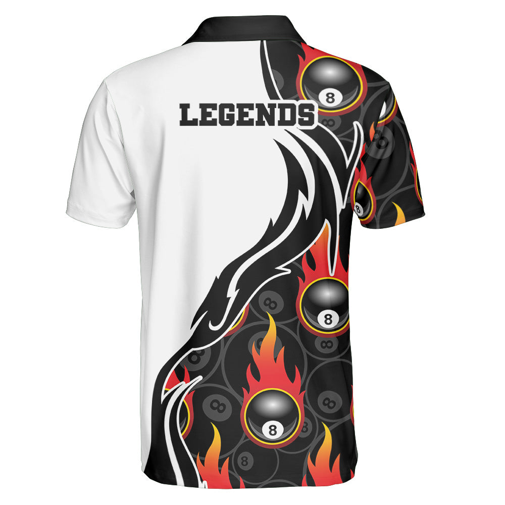 Billiard 8 Ball Flaming Pattern Polo Shirt - Custom Polo Shirt