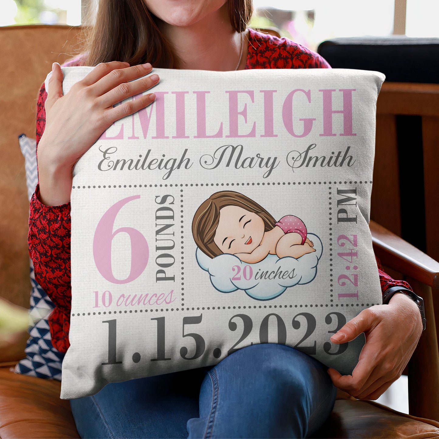 Birth Announcement - Personalized Pillow (Insert Included)