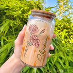 Birth Flower Birthday Gift For Women Friend Bridesmaid - Personalized Clear Glass Can