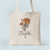 Birth Month Flower - Personalized Tote Bag