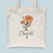 Birth Month Flower - Personalized Tote Bag