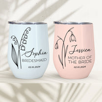 Birthflower Cup Wedding Gift For Bridesmaid Mother In Law - Personalized Wine Tumbler