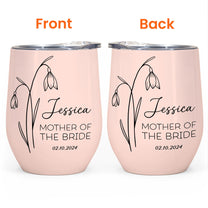 Birthflower Cup Wedding Gift For Bridesmaid Mother In Law - Personalized Wine Tumbler